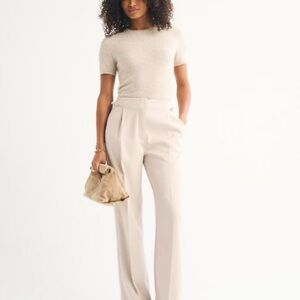 NWT Abercrombie& fitch Curve Love A&F Sloane Tailored Hardware Wide Leg Pant